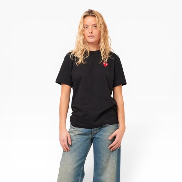 Comme des Garçons PLAY Tops - Comme des Garcons Play Red Heart T-Shirt Black Crew Neck Cotton Unisex Shirt L